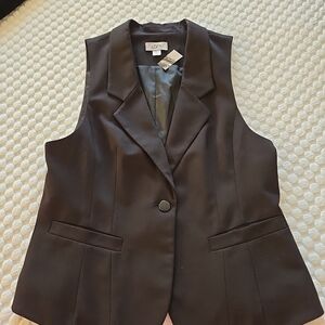 LOFT Black Classic Professional Vest One Button Princess Cut